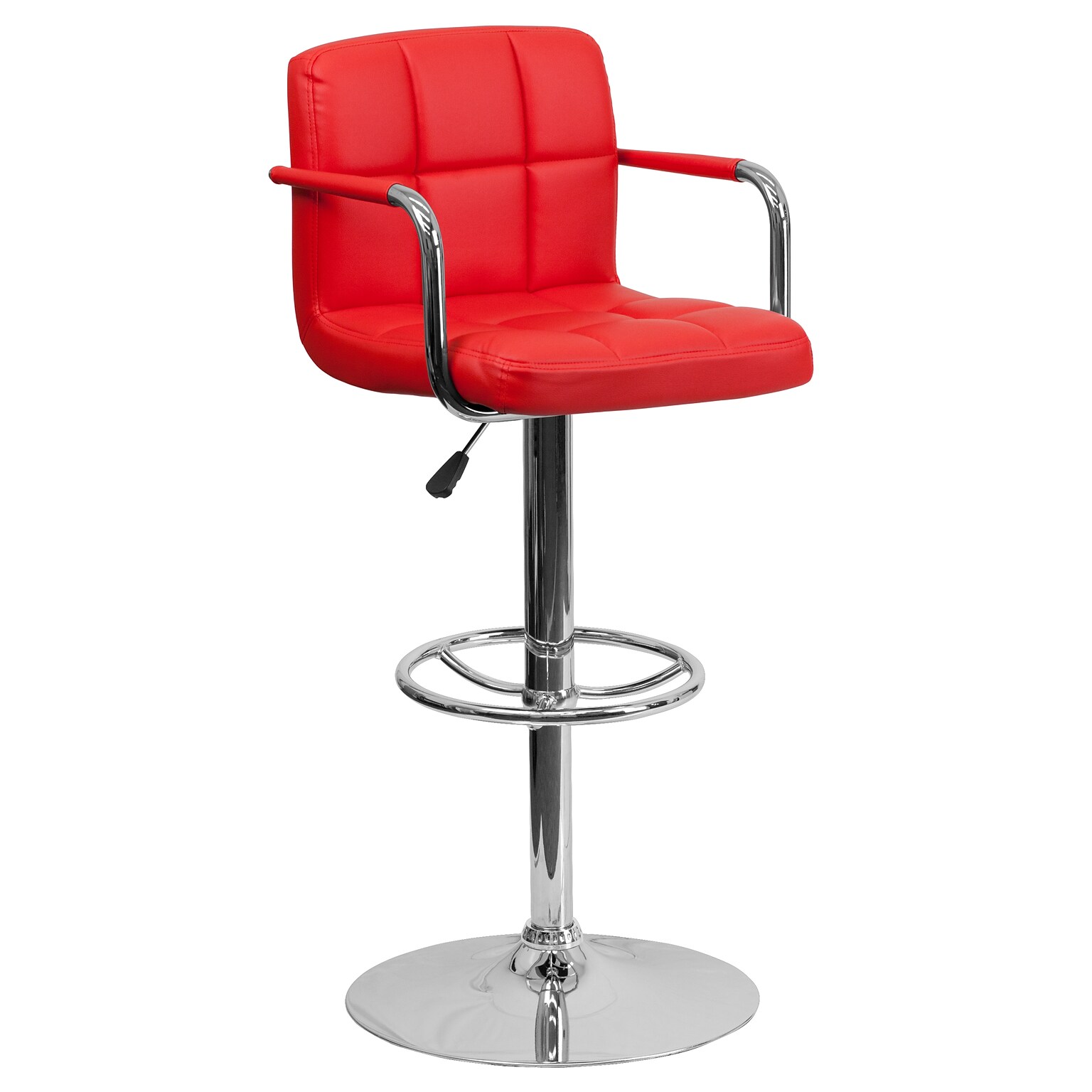 Flash Furniture Contemporary Vinyl Adjustable Height Barstool with Back, Red (CH102029RED)