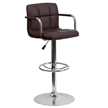 Flash Furniture Contemporary Vinyl Barstool with Back, Adjustable Height, Brown (CH102029BRN)