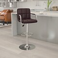 Flash Furniture Contemporary Vinyl Barstool with Back, Adjustable Height, Brown (CH102029BRN)