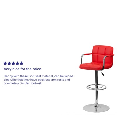 Flash Furniture Contemporary Vinyl Adjustable Height Barstool with Back, Red (CH102029RED)