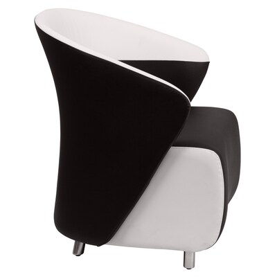 Flash Furniture Leather Reception Chair, Black with White Detailing (ZB7BKWH)