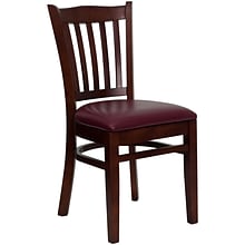 Flash Furniture Hercules Traditional Vinyl & Wood Slat Back Restaurant Dining Chair, Mahogany/Burgun