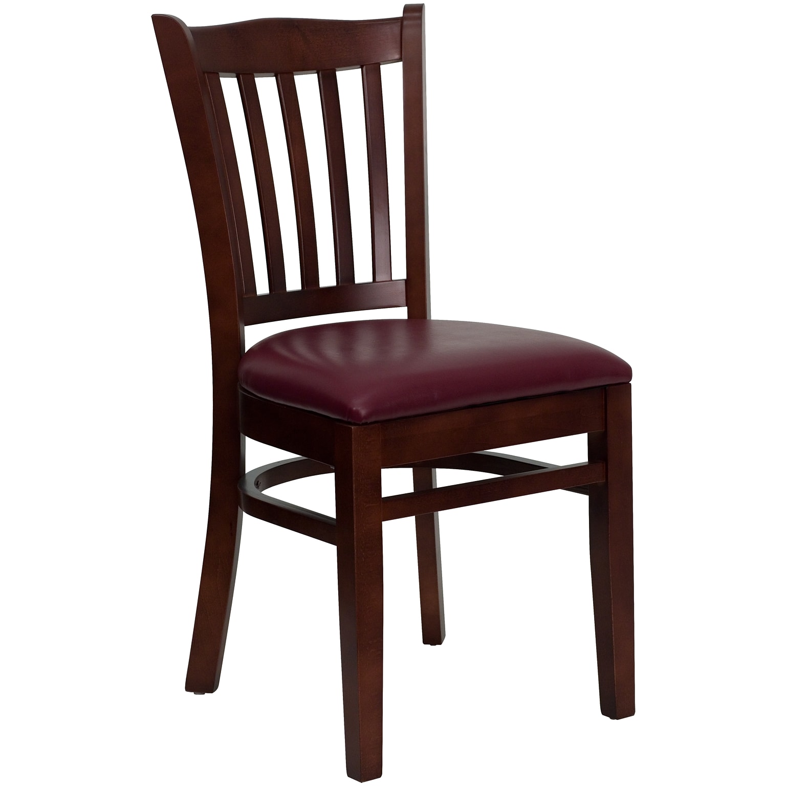 Flash Furniture Hercules Traditional Vinyl & Wood Slat Back Restaurant Dining Chair, Mahogany/Burgundy (XUDGW08VRTMABUV)