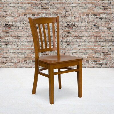 Flash Furniture Hercules Traditional Wood Slat Back Restaurant Dining Chair, Cherry (XUDGW0008VRTCHY