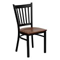 Flash Furniture Hercules Series Black Vertical Back Metal Restaurant Chair, Cherry Wood Seat,