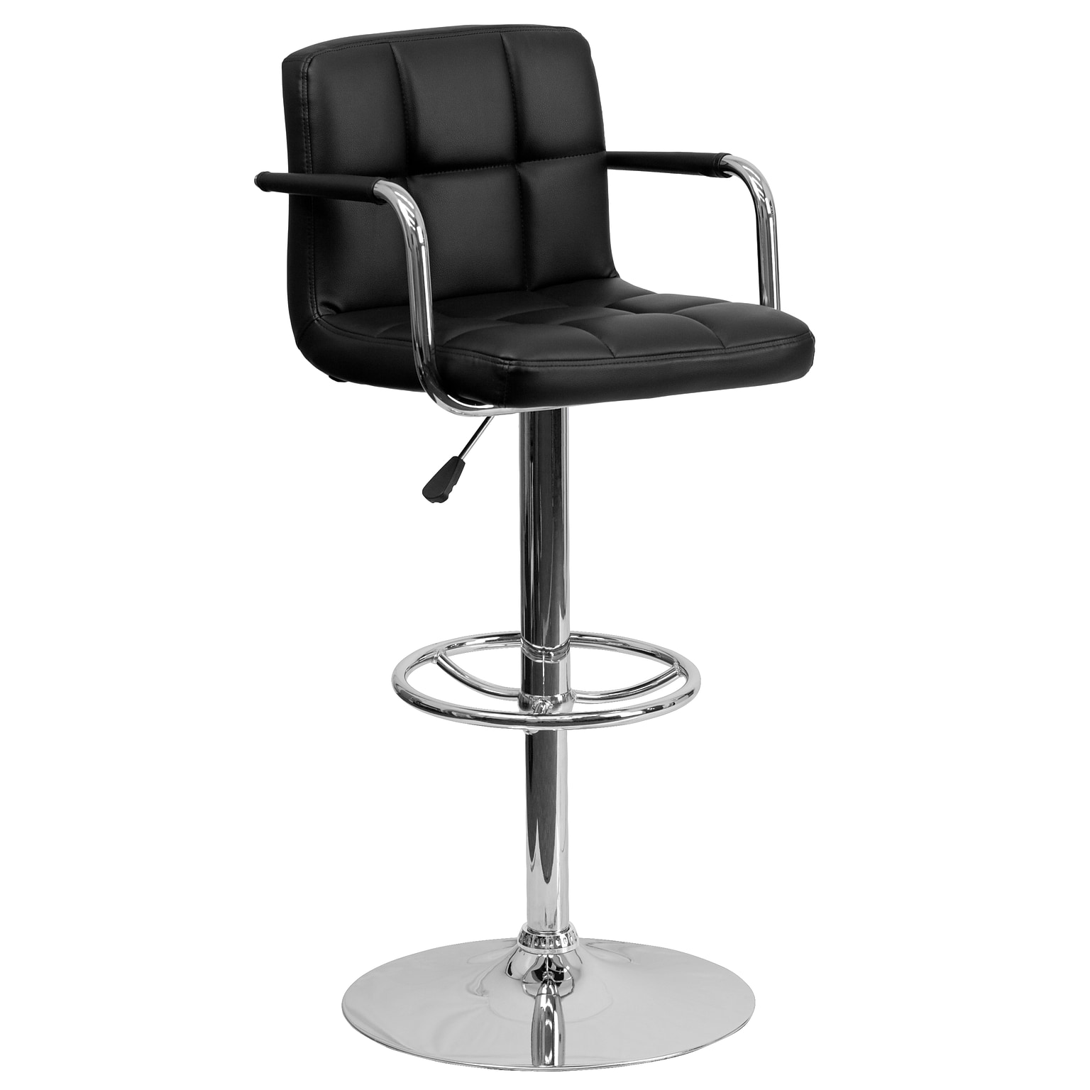 Flash Furniture Contemporary Vinyl Barstool with Back, Adjustable Height, Black (CH102029BK)