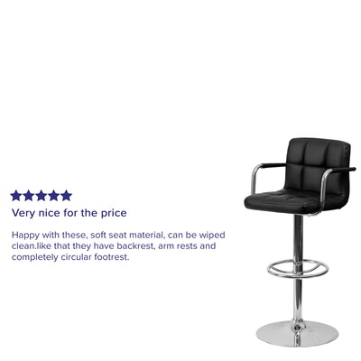 Flash Furniture Contemporary Vinyl Barstool with Back, Adjustable Height, Black (CH102029BK)