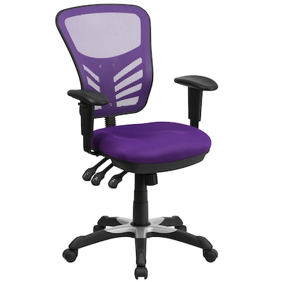 Flash Furniture Nicholas Ergonomic Mesh Swivel Mid-Back Multifunction Executive Office Chair, Purple (HL0001PUR)