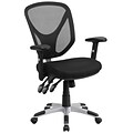 Flash Furniture Mid-Back Black Mesh Swivel Task Chair, Triple Paddle Control, Height-Adjustable Arms