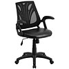 Flash Furniture Mid-Back Mesh Swivel Task Chair with Leather Padded Seat, Black (GOWY82LEA)