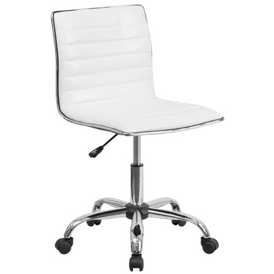 Photo 1 of Flash Furniture Low Back Designer Armless White Ribbed Swivel Task Office Chair (18"W x 21.5"D x 31.25-36"H)

