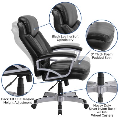 Flash Furniture HERCULES Series Ergonomic LeatherSoft Swivel Big & Tall Executive Office Chair, Black (GO18501LEA)