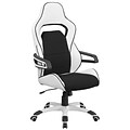 Flash Furniture CHCX0713H01 High-Back Vinyl Executive Swivel Office Chair, Wht w/Blk Fabric Inserts