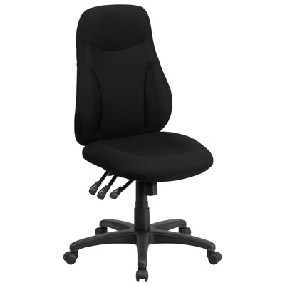 Flash Furniture Hughes Armless Ergonomic Fabric Swivel High Back Task Office Chair, Black (BT90297H)