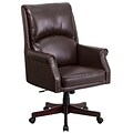 Flash Furniture Hansel Ergonomic LeatherSoft Swivel High Back Executive Office Chair, Brown (BT9025H2BN)