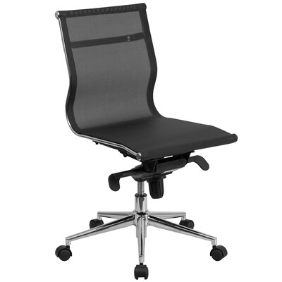 Flash BT2768MNA Mid-Back Armless Black Mesh Executive Swivel Office Chair w/Synchro-Tilt Mechanism