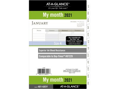 2021 AT-A-GLANCE 5.5 x 8.5 Refill, Day Runner, White (481-685Y-21)