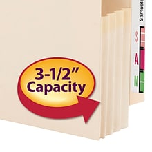 Smead End Tab File Pockets, Reinforced Straight Cut Tab, 3.5 Expansion, Legal Size, Manila, 25/Box