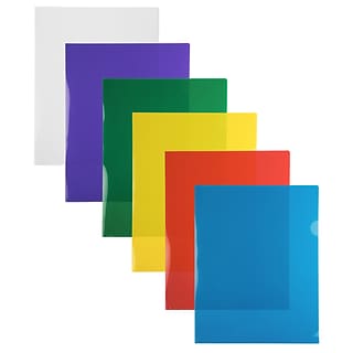 JAM Paper Plastic Sleeves, 9 x 12, Assorted Colors, 12/Pack
