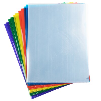 JAM Paper Plastic Sleeves, 9" x 12", Assorted Colors, 12/Pack (380SASST)