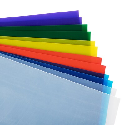 JAM Paper Plastic Sleeves, 9" x 12", Assorted Colors, 12/Pack (380SASST)