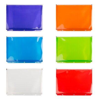 Jam Paper Plastic Envelopes with Snap Closure, Letter size, Assorted Colors, 6/Pack (218S0RGBYPCL)