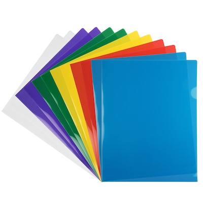 JAM Paper Plastic Sleeves, 9 x 12, Assorted Colors, 12/Pack (380SASST)