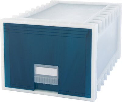 Storex Plastic Archive Storage Drawer, Frost/Aqua (61103U01C)