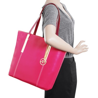 McKlein CRISTINA Fuchsia Genuine Leather Tote with Tablet Pocket, Large (97543)