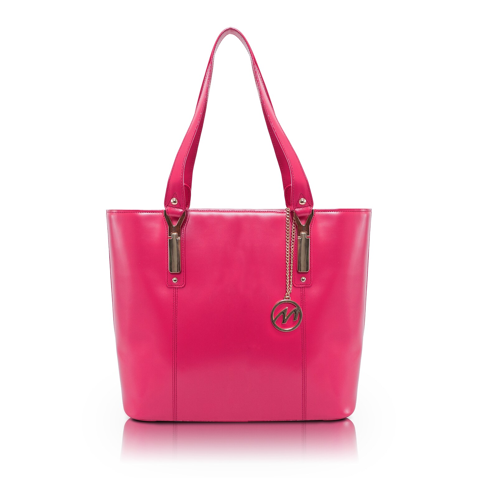 McKlein SAVARNA Fuchsia Genuine Leather Tote with Tablet Pocket, Large (97573)