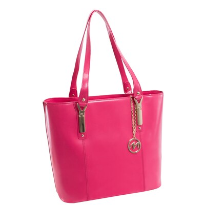 McKlein SAVARNA Fuchsia Genuine Leather Tote with Tablet Pocket, Large (97573)