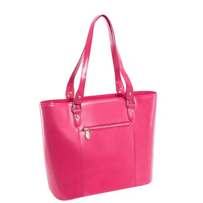 McKlein SAVARNA Fuchsia Genuine Leather Tote with Tablet Pocket, Large (97573)