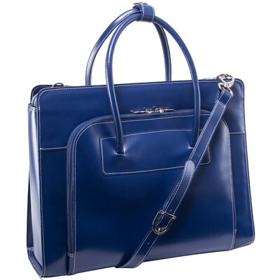 McKlein LAKE FOREST W Series Laptop Briefcase, Navy Genuine Leather (94337)