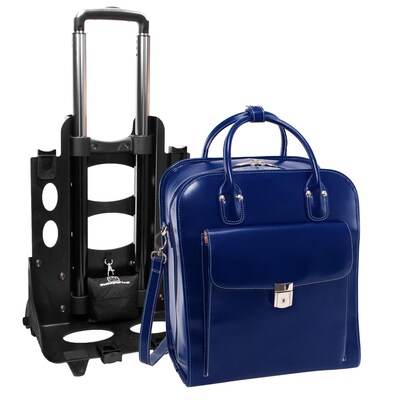 McKlein LA GRANGE W Series Laptop Rolling Briefcase, Navy Genuine Leather (96497)