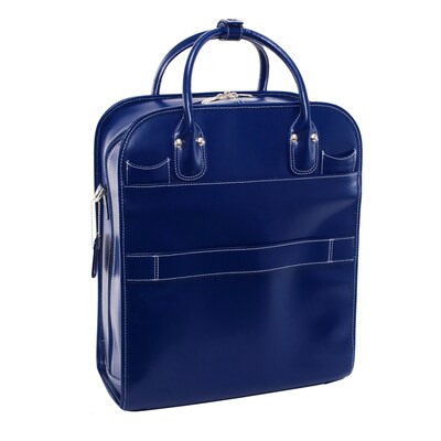 McKlein LA GRANGE W Series Laptop Rolling Briefcase, Navy Genuine Leather (96497)