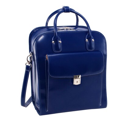 McKlein LA GRANGE W Series Laptop Rolling Briefcase, Navy Genuine Leather (96497)