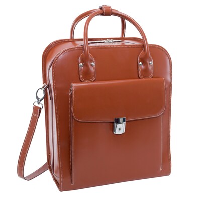 McKlein LA GRANGE W Series Laptop Rolling Briefcase, Brown Genuine Leather (96494)