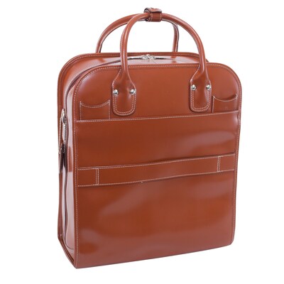 McKlein LA GRANGE W Series Laptop Rolling Briefcase, Brown Genuine Leather (96494)