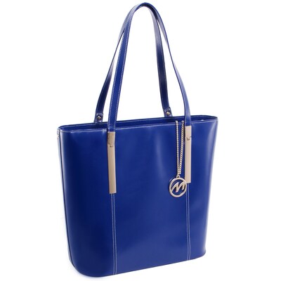 McKlein CRISTINA Navy Genuine Leather Tote with Tablet Pocket, Large (97547)