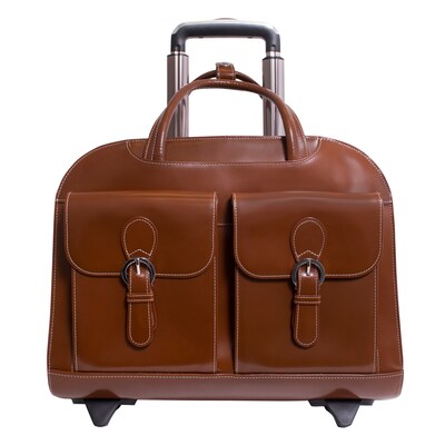 McKlein Davis L Series Laptop Briefcase, Brown Genuine Leather (96184A)