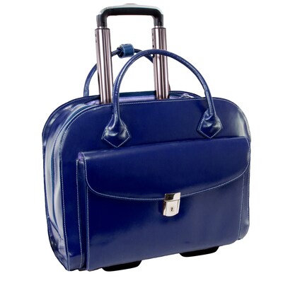 McKlein Granville L Series Laptop Briefcase, Navy Genuine Leather (96147A)