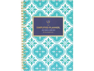 2020-2021 AT-A-GLANCE 5.5 x 8.5 Academic Planner, Emily Ley Simplified, Colorful Quatrefoil (EL400-091A-21)