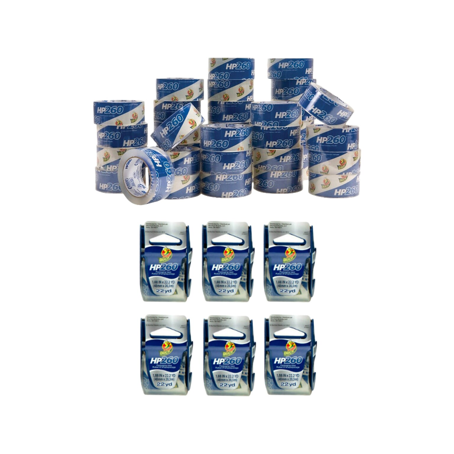 Duck HP260 Packing Tape Bundle, 36 Rolls + 6 Dispenser Rolls (DUCKPACKI-STP)
