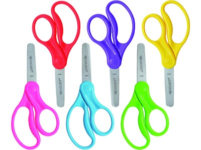 Westcott Kids Scissors Blunt Tip 5 Assorted Bent Handles 6/Pack 16454