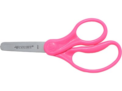 Westcott School 5" Stainless Steel Kid's Scissors, Blunt Tip, Assorted Colors, 6/Pack (16454)