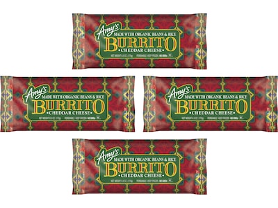 Amys Cheddar Burrito, 6 oz., 4/Pack (903-00142)