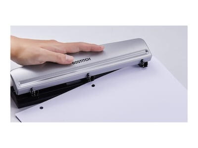 Bostitch 3-Hole Punch, 12 Sheet Capacity, Silver/Black (HP12)