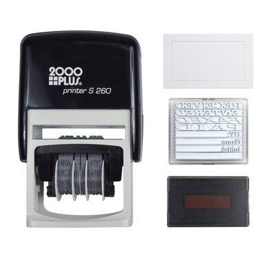 2000 Plus Printer S 260 Faxed, Paid, Received, Entered Rectangle Date Stamps, Blue and Red Ink (065005)