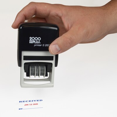 2000 Plus Printer S 260 Faxed, Paid, Received, Entered Rectangle Date Stamps, Blue and Red Ink (0650