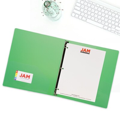 JAM Paper Designders 1" 3-Ring Flexible Poly Binders, Green (750T1GR)